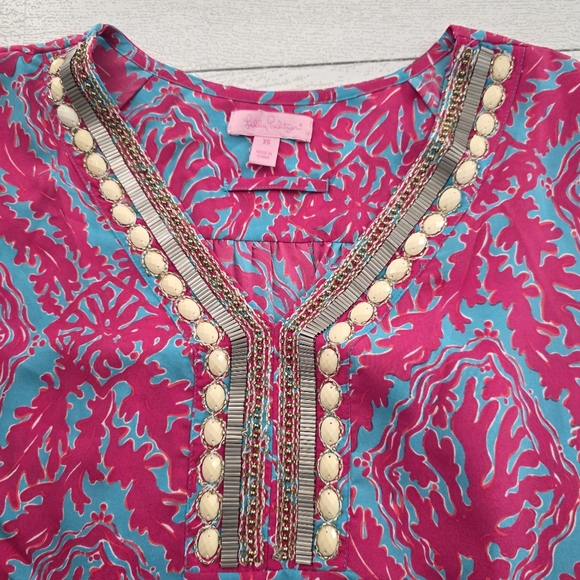 Lilly Pulitzer Boho Tunic Dress Embellished V-Neck Size XS - Picture 11 of 14